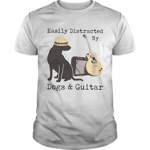 Easily Distracted By Dogs And Guitar Shirt